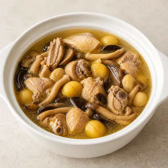 菌子板栗鸡汤